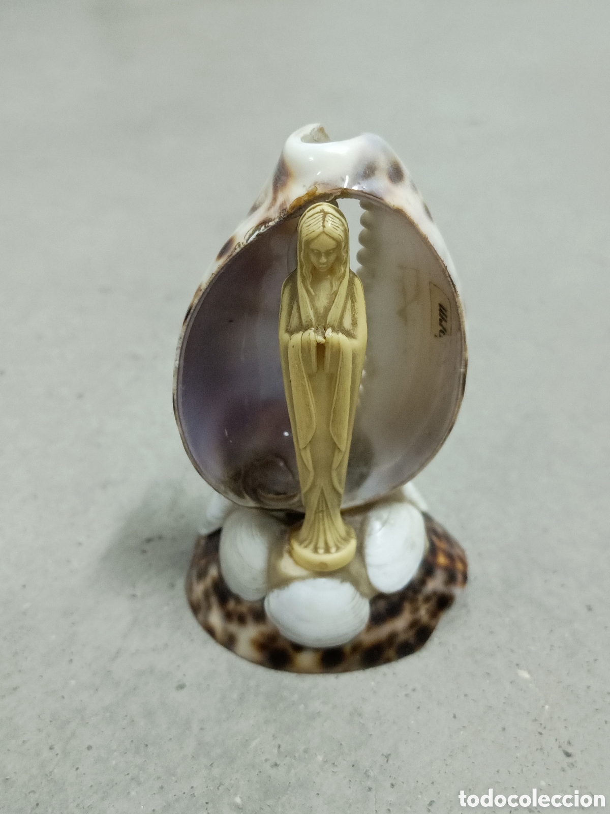 Antiguidades: CONCHA DE CARACOLA CON VIRGEN DE RESINA