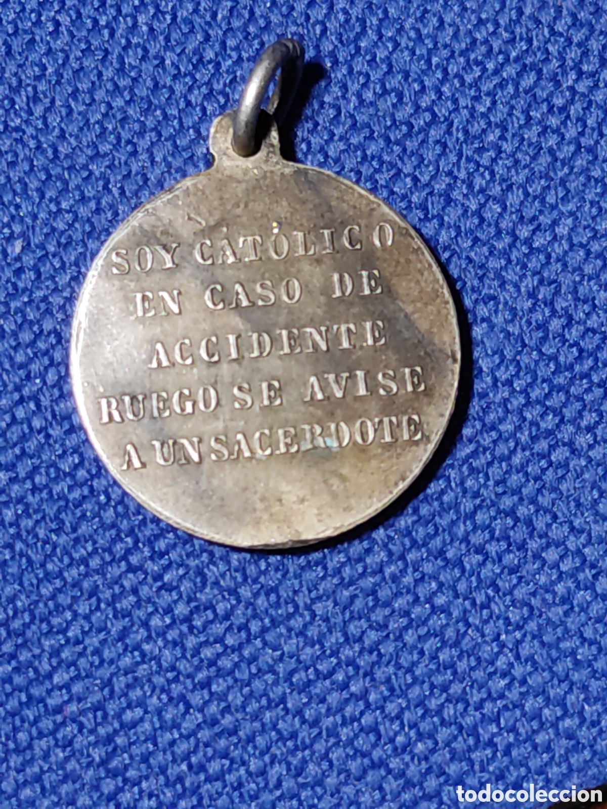 Antig&uuml;edades: Medalla religiosa Soy cat&oacute;lico & coraz&oacute;n de Jes&uacute;s