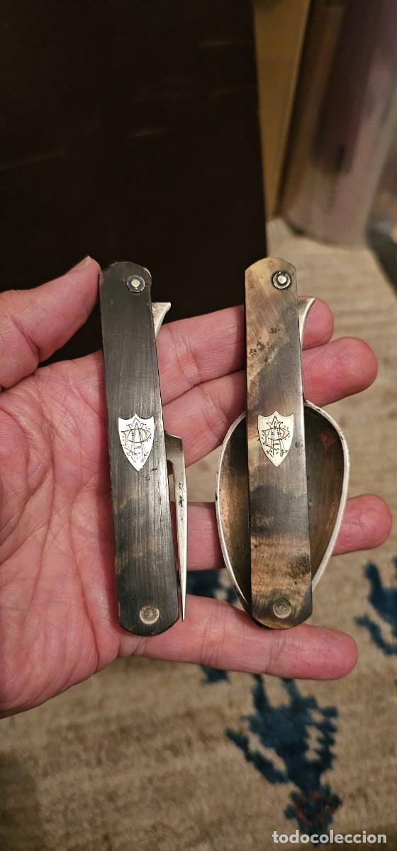 Antig&uuml;edades: Preciosos cubiertos de asta y plata XIX - Foto 1