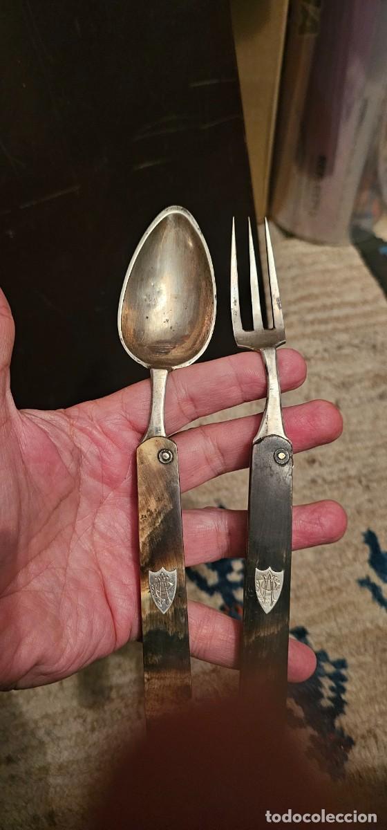 Antig&uuml;edades: Preciosos cubiertos de asta y plata XIX - Foto 2