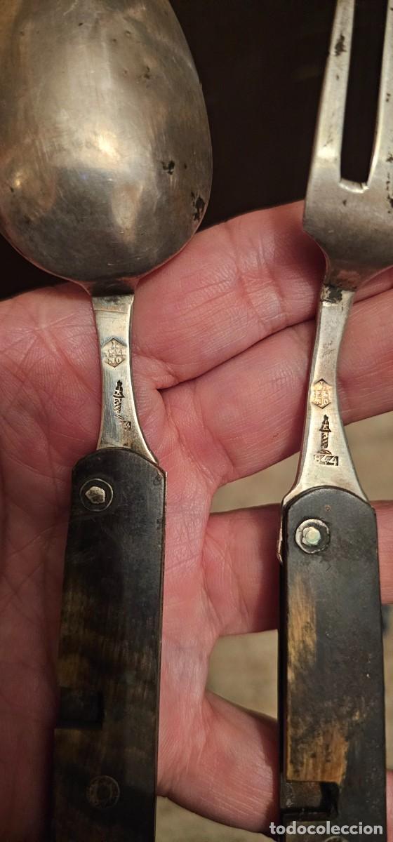 Antig&uuml;edades: Preciosos cubiertos de asta y plata XIX - Foto 4