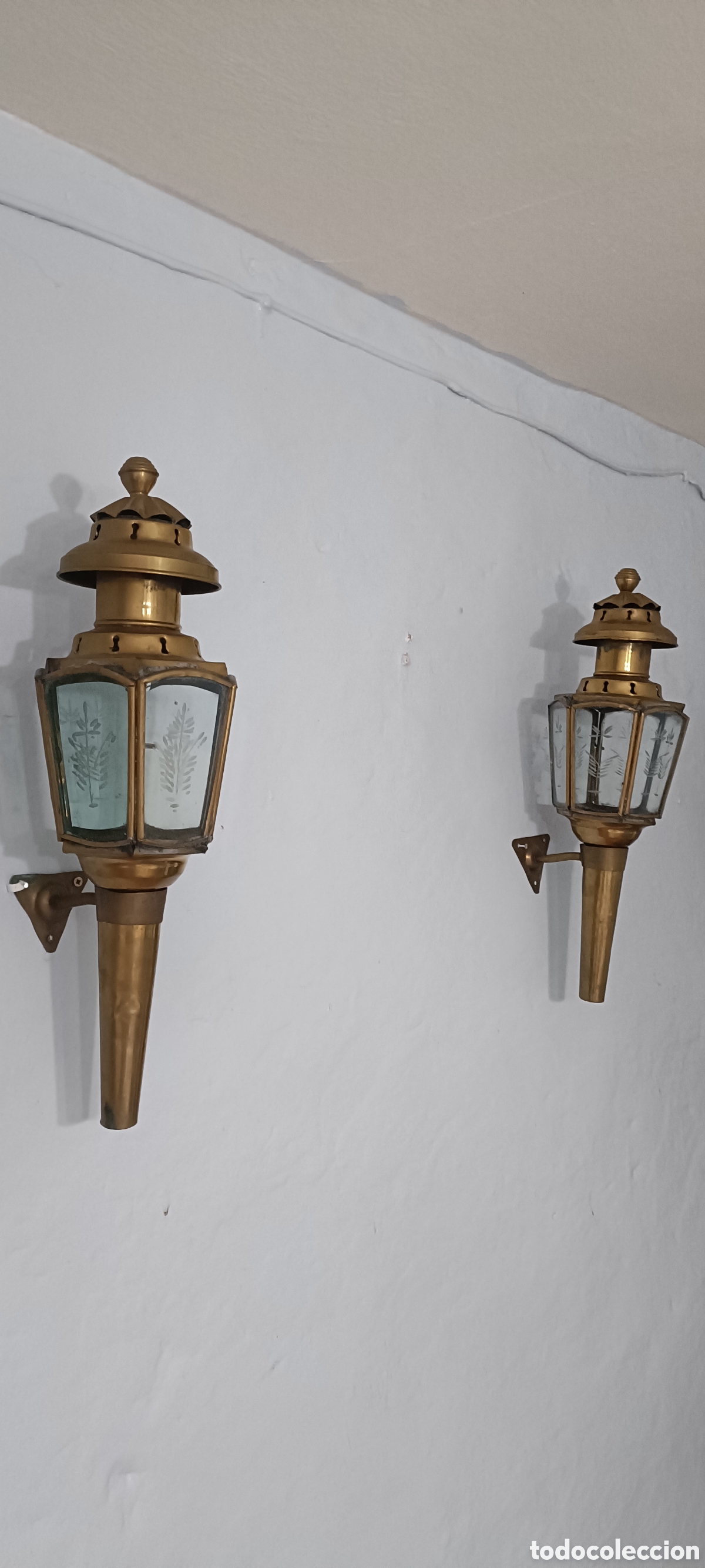 Antiguidades: Faroles de Carruaje de lat&oacute;n Antiguo