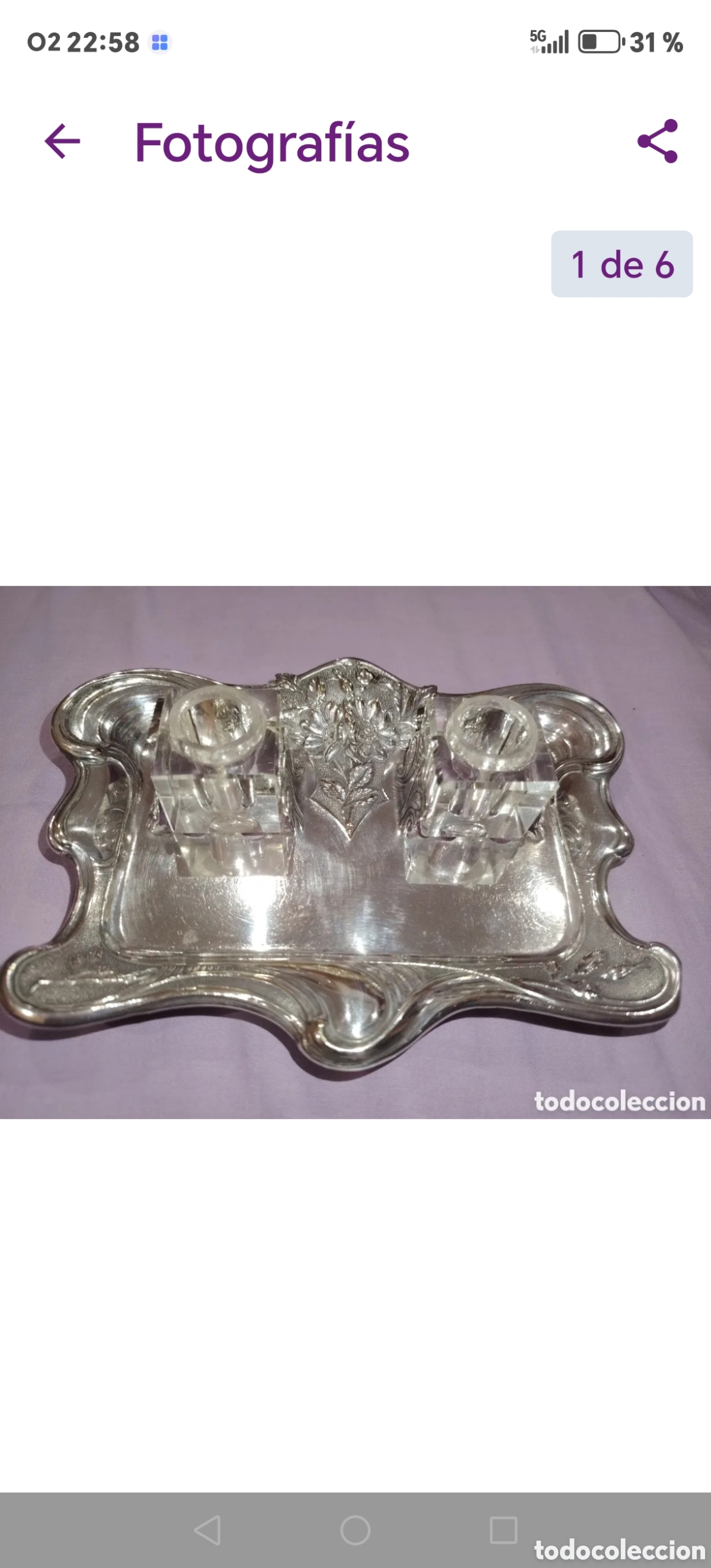 Antig&uuml;edades: Antiguo tintero, modernista. 1900