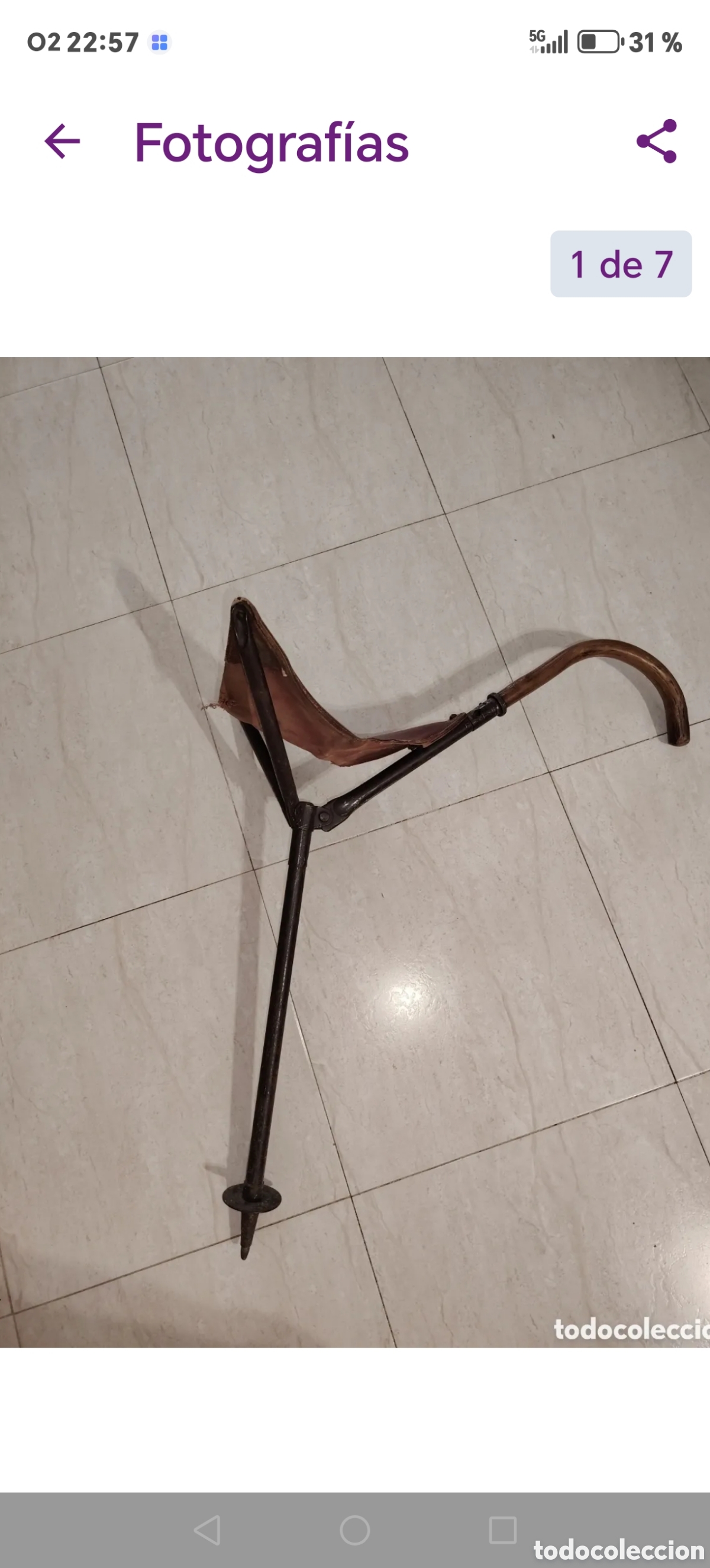Antig&uuml;edades: Antiguo bast&oacute;n silla de cazador, a&ntilde;os 40.