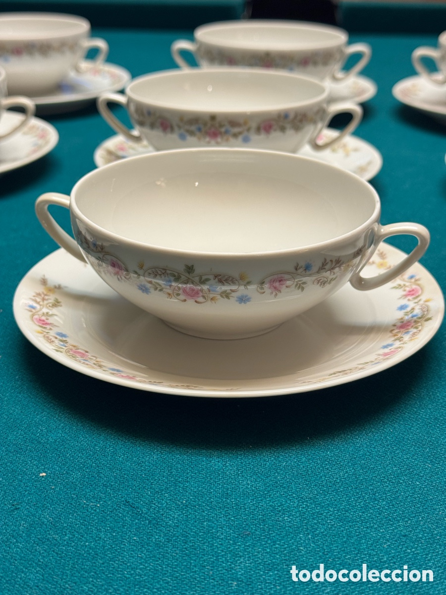 Antig&uuml;edades: Juego consom&eacute; porcelana