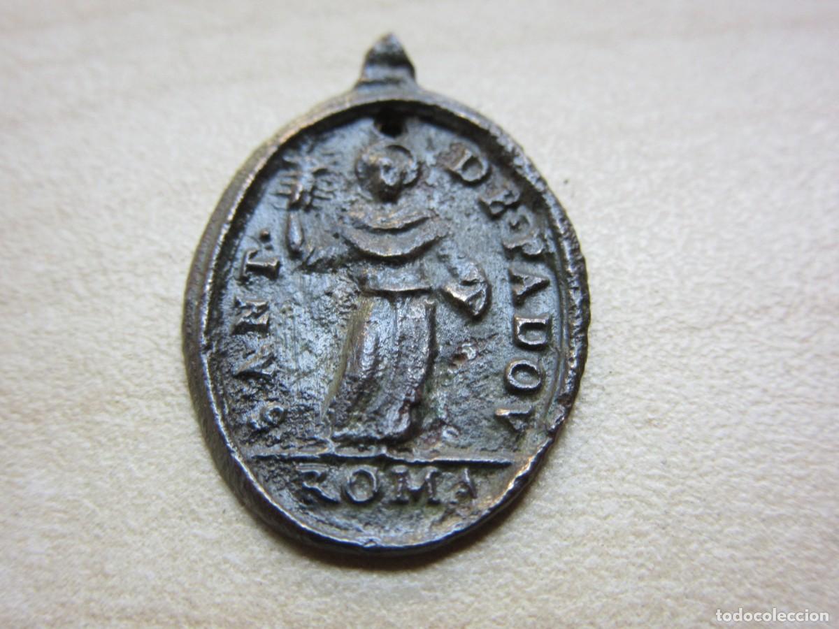 Antiques: Bonita medalla de San Antonio de Padua y Custodia con &Aacute;ngeles S XVIII Medidas 2,2 x 1,5 cm