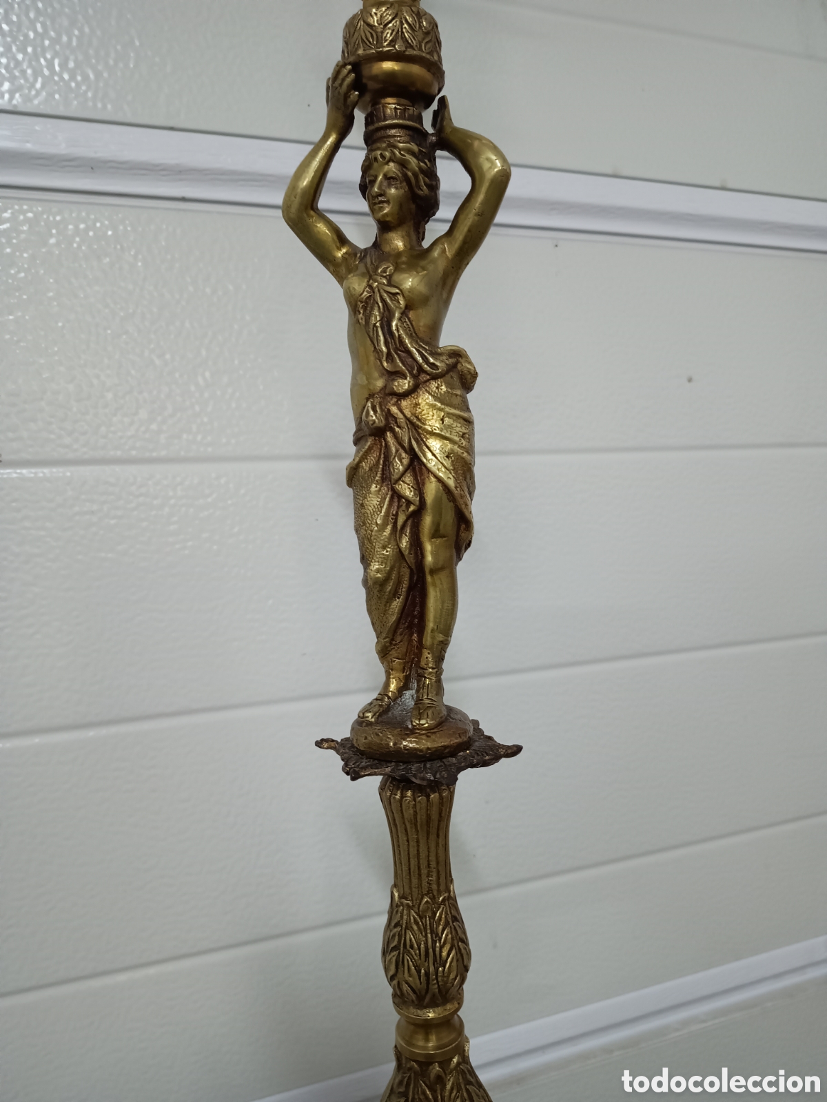 Antig&uuml;edades: LAMPARA DE PIE DE BRONCE DORADO - 145cm - Foto 4