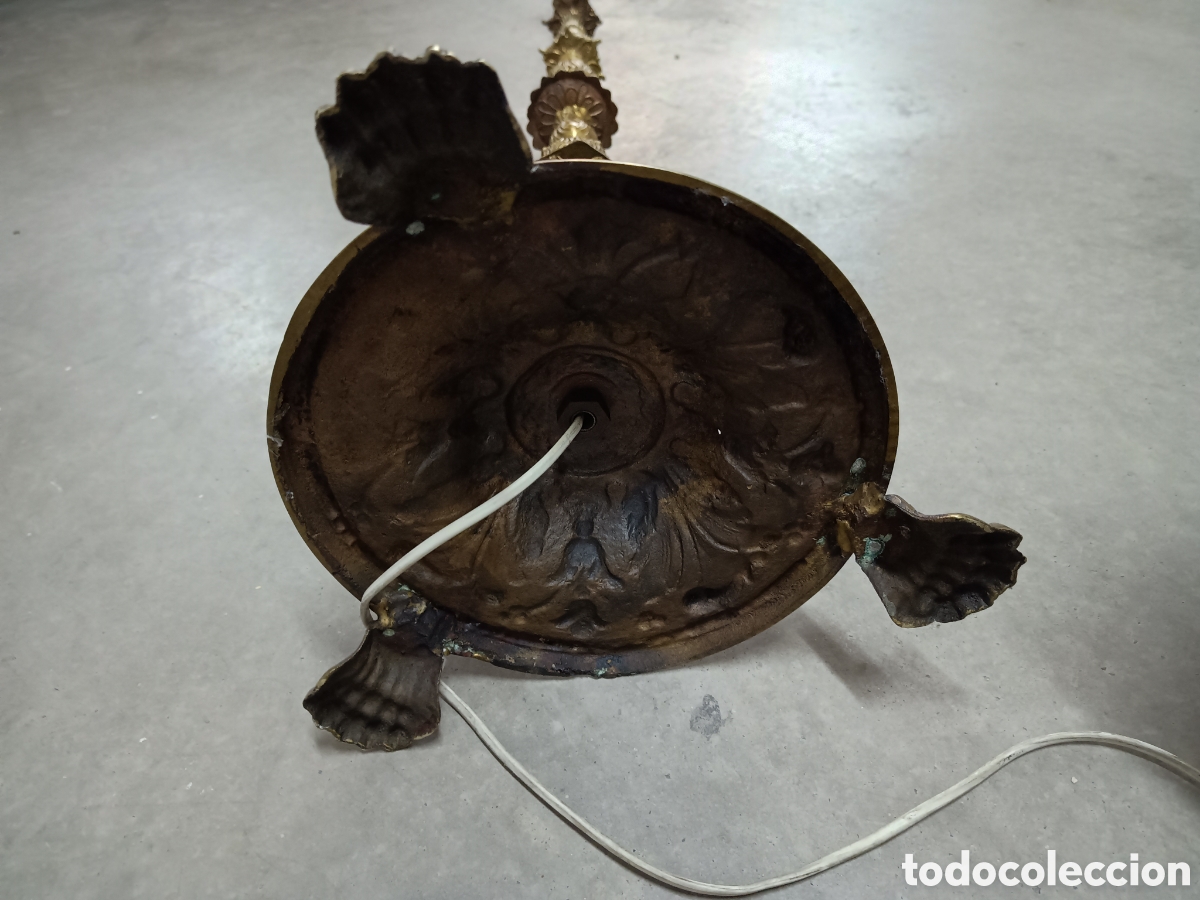 Antig&uuml;edades: LAMPARA DE PIE DE BRONCE DORADO - 145cm - Foto 8