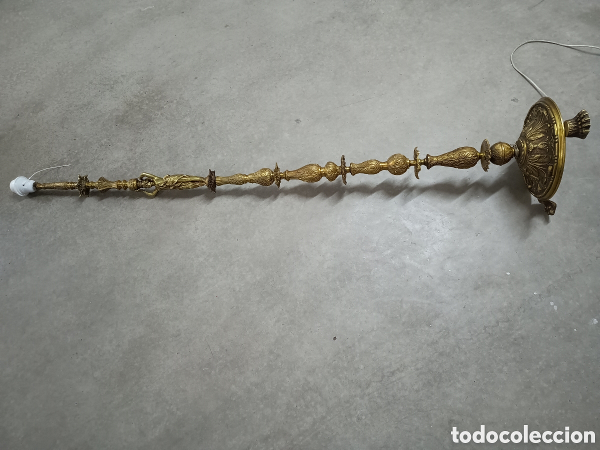 Antig&uuml;edades: LAMPARA DE PIE DE BRONCE DORADO - 145cm - Foto 9