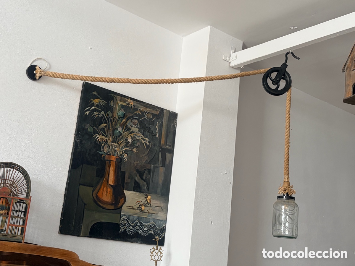 Antig&uuml;edades: L&aacute;mpara polea a&ntilde;os 60 - Foto 2