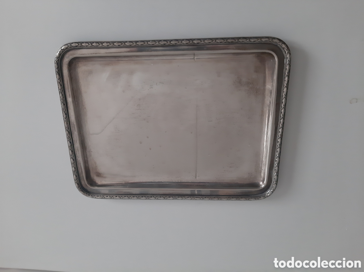 Antiquit&auml;ten: Bandeja metal plateado borde labrado
