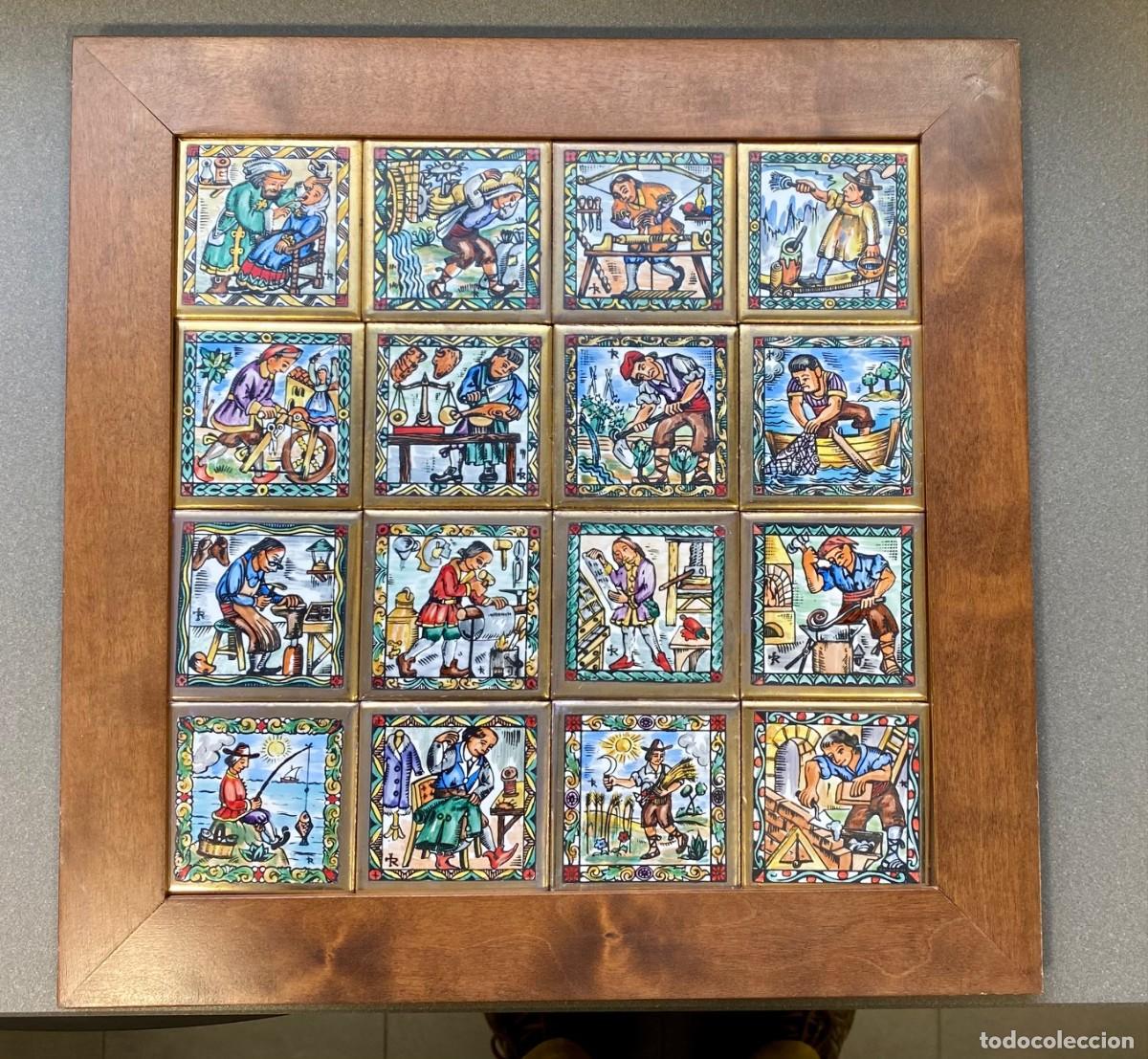 Antig&uuml;edades: ANTIGUO CUADRO AZULEJOS CERAMICA - OFICIOS POPULARES