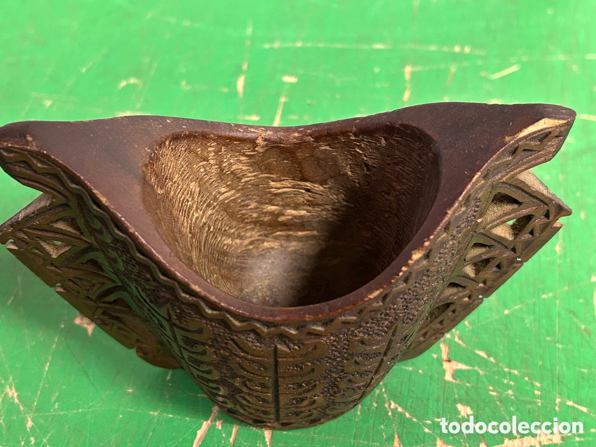 Antig&uuml;edades: TAZA DE PASTOR TALLADA DE MADERA - Foto 3