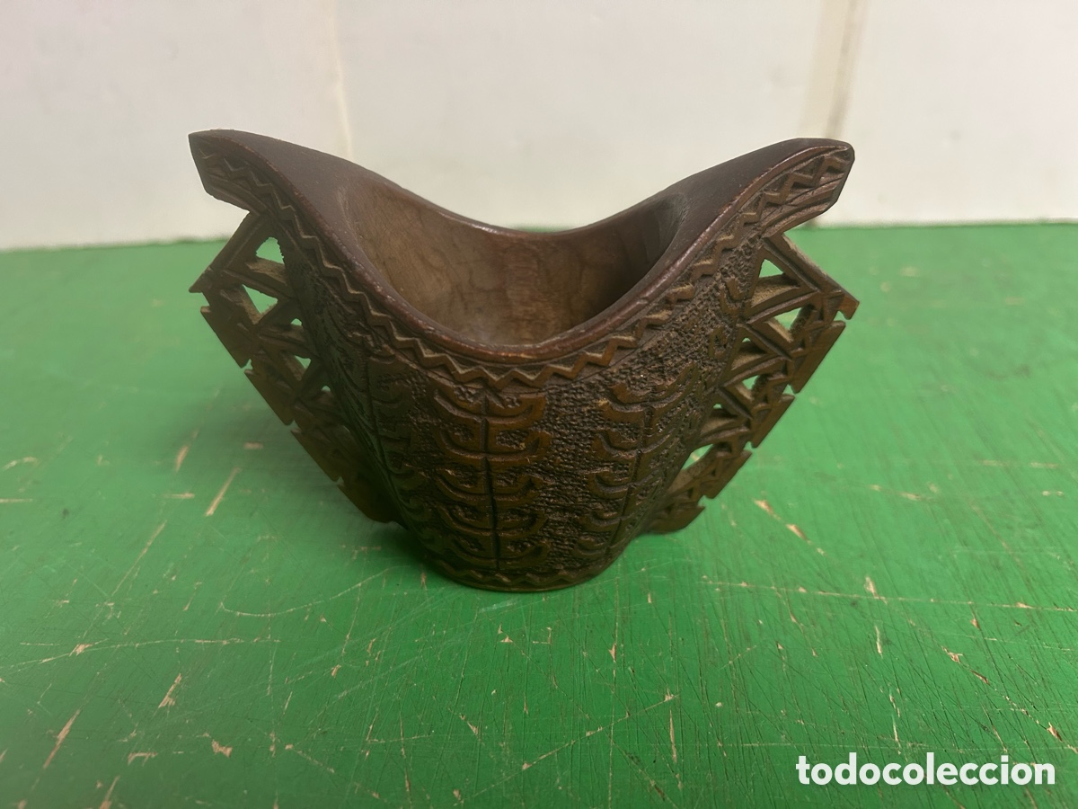 Antig&uuml;edades: TAZA DE PASTOR TALLADA DE MADERA - Foto 4