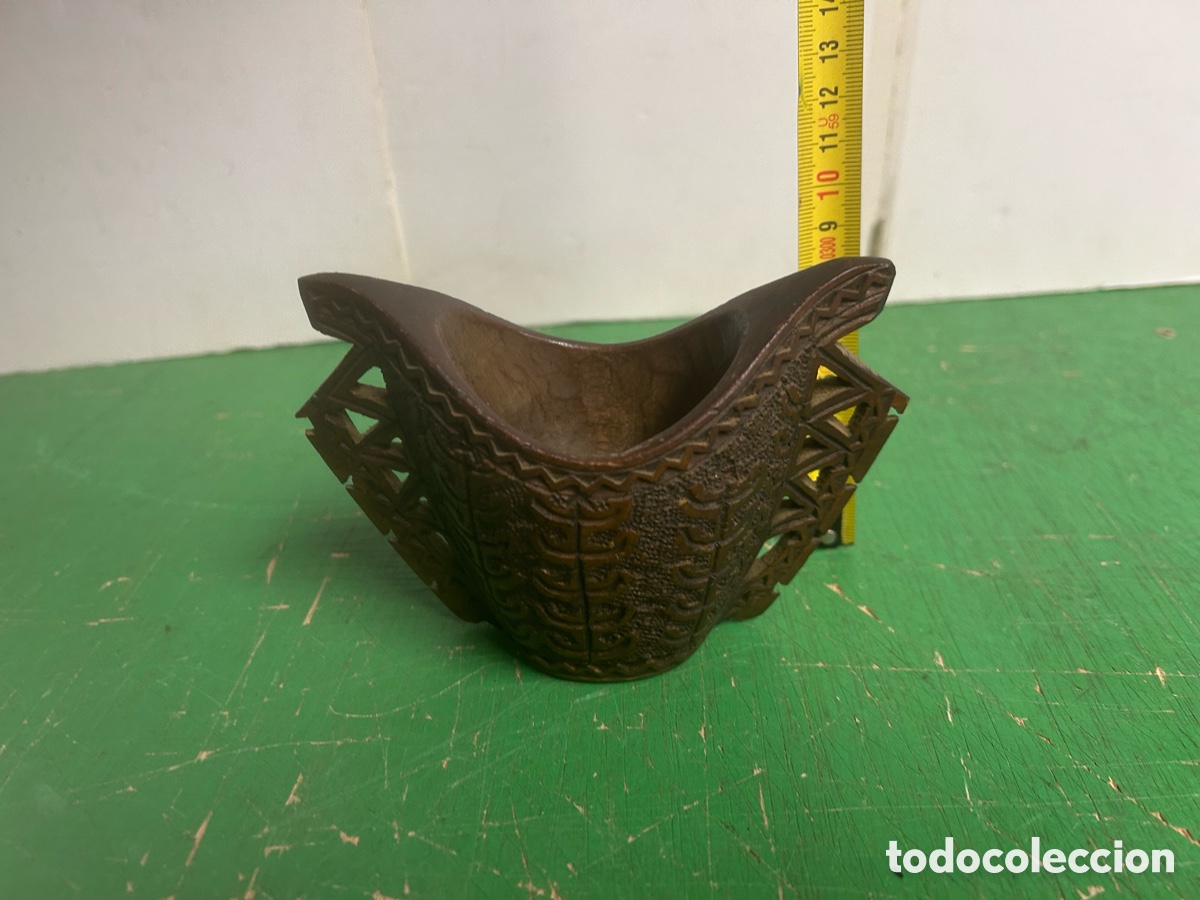 Antig&uuml;edades: TAZA DE PASTOR TALLADA DE MADERA - Foto 5
