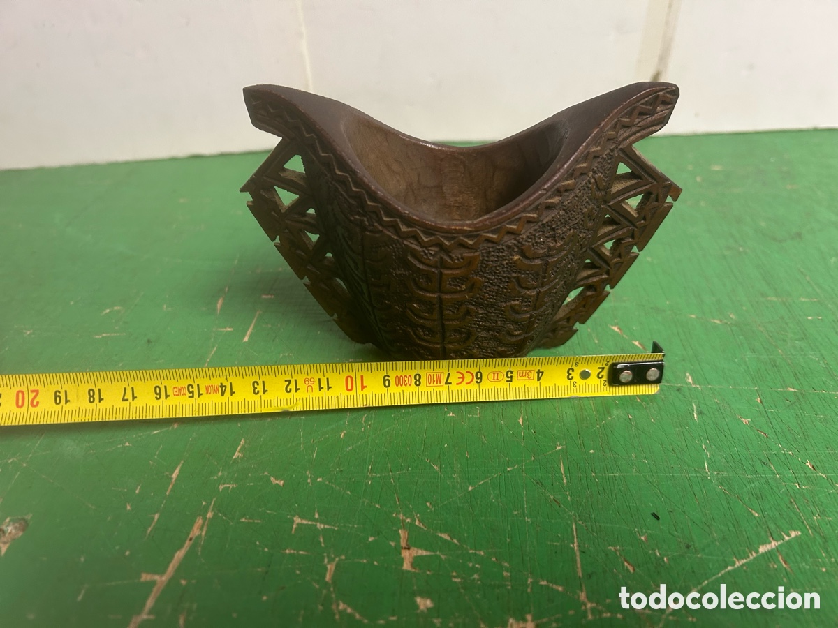 Antig&uuml;edades: TAZA DE PASTOR TALLADA DE MADERA - Foto 6