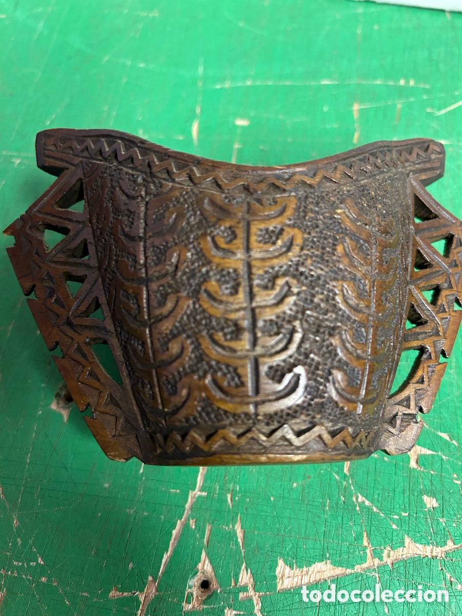 Antig&uuml;edades: TAZA DE PASTOR TALLADA DE MADERA - Foto 1