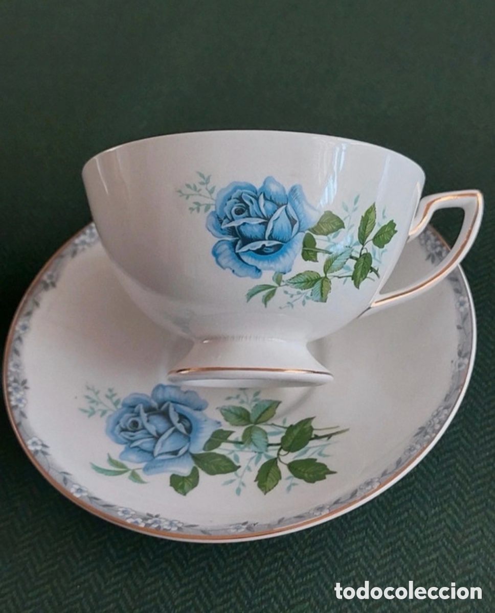 Antig&uuml;edades: Juego de taza y plato de porcelana inglesa Royal York