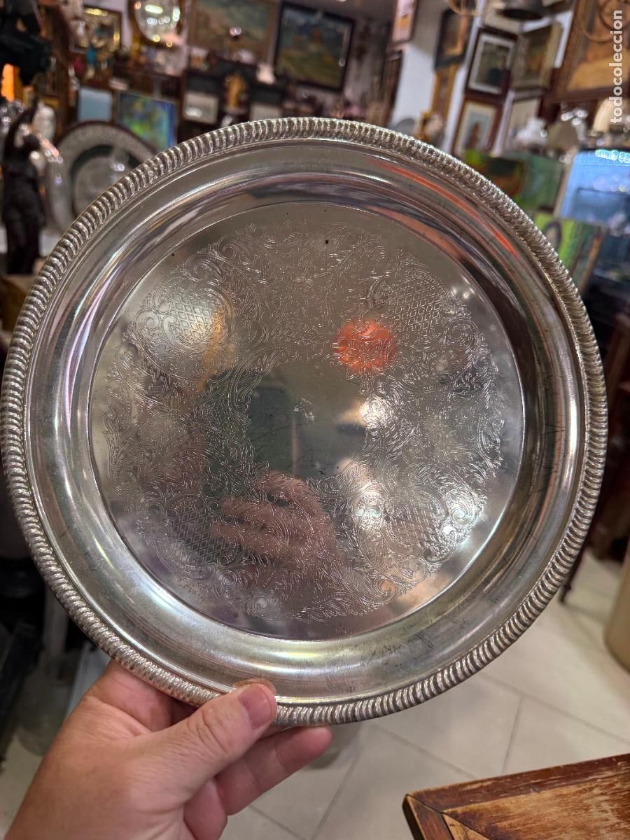 Antig&uuml;edades: BANDEJA DE ALPACA IDEAL PARA ACTO RELIGIOSO - MEDIDA 25 CM