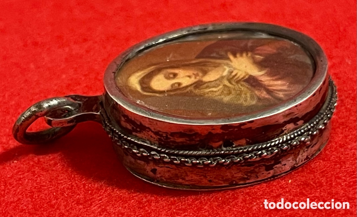 Antig&uuml;edades: Antiguo relicario en plata de ley. - Foto 4