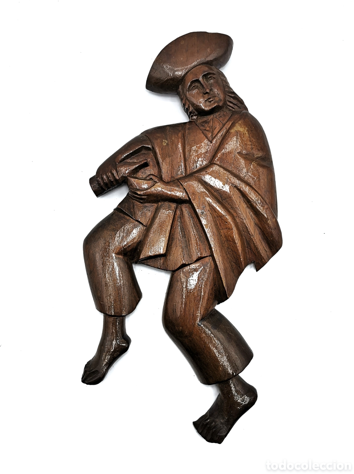 Antiquit&auml;ten: FIGURA DECORATIVA ANTIGUA TALLADA EN MADERA RELIEVE