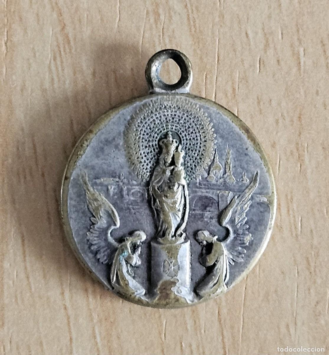 Antiques: ANTIGUO MEDALLA RELIGIOSA EN PLATA - Virgen del Pilar, reverso Ni&ntilde;o Jes&uacute;s - Peso 3,40 gr.