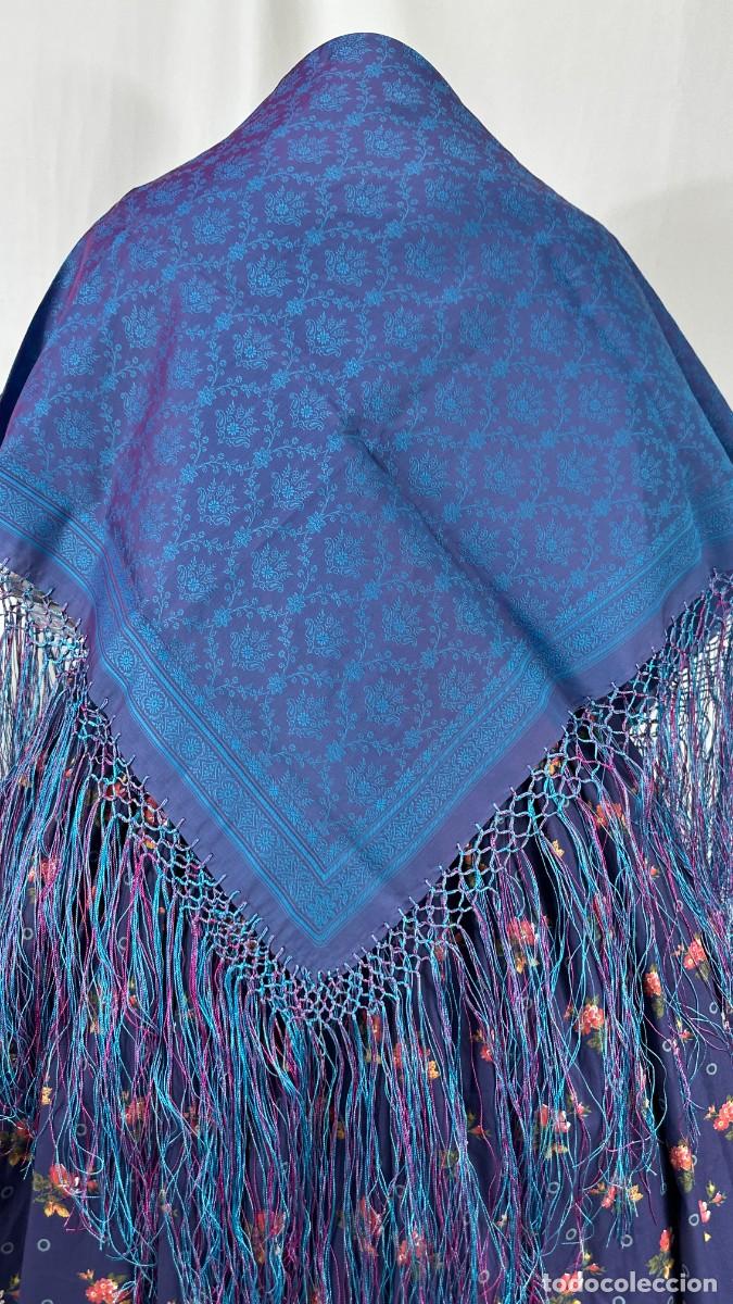 Antig&uuml;edades: Pa&ntilde;uelo adamascado azul y rosa