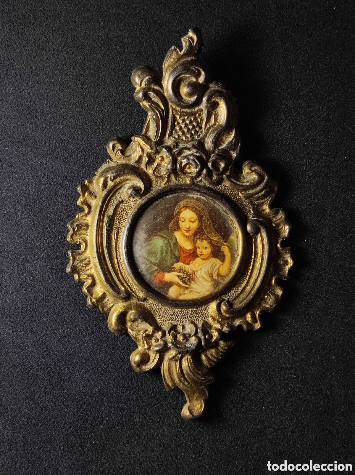 Antig&uuml;edades: Relicario Rafael religioso marco barroco dorado