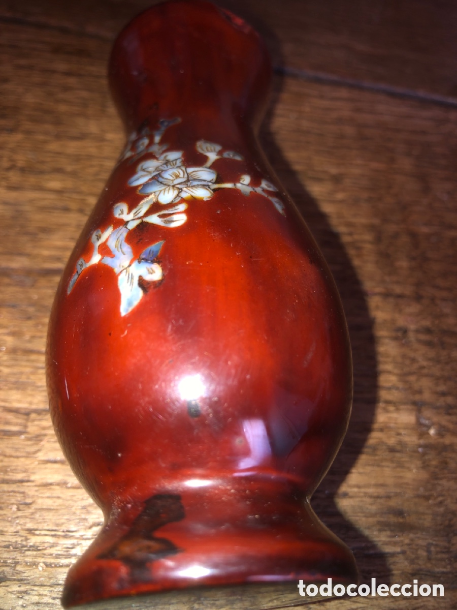 Antig&uuml;edades: Jarron vintage madera /n&aacute;car - Foto 2