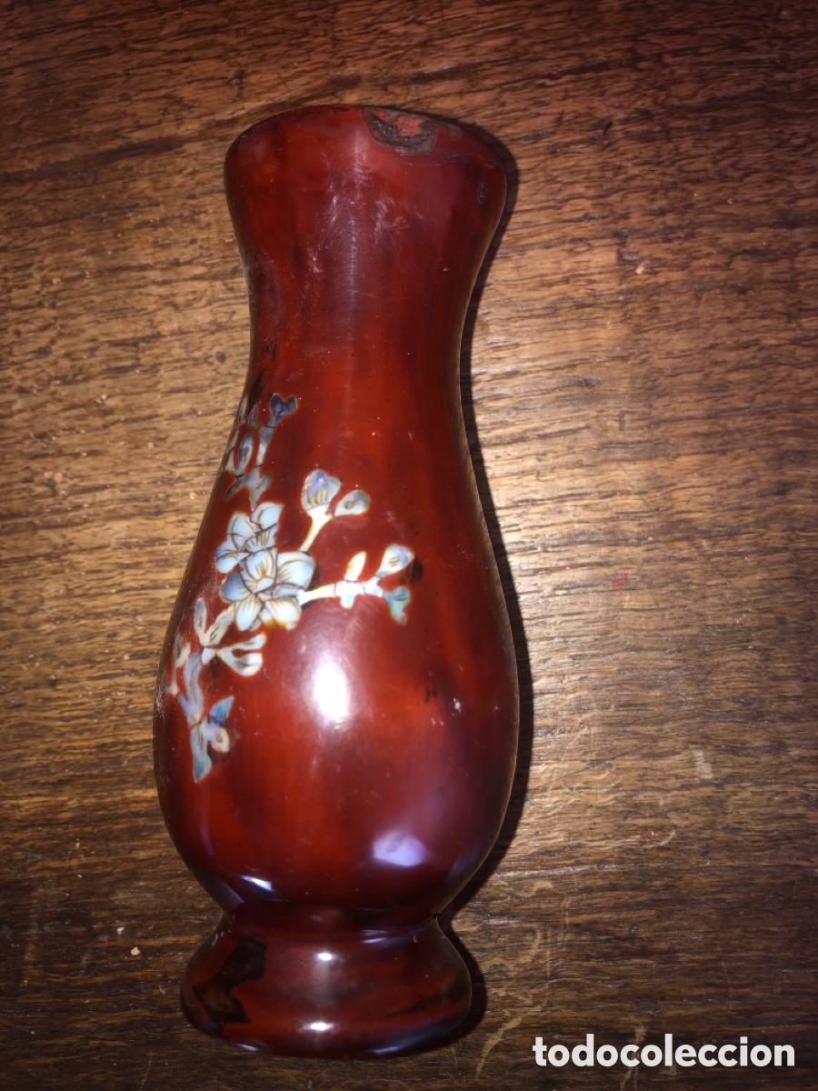 Antig&uuml;edades: Jarron vintage madera /n&aacute;car - Foto 4