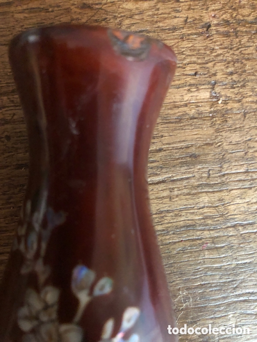 Antig&uuml;edades: Jarron vintage madera /n&aacute;car - Foto 5