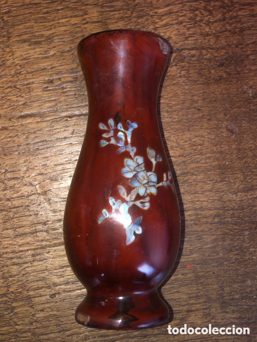 Antig&uuml;edades: Jarron vintage madera /n&aacute;car - Foto 6
