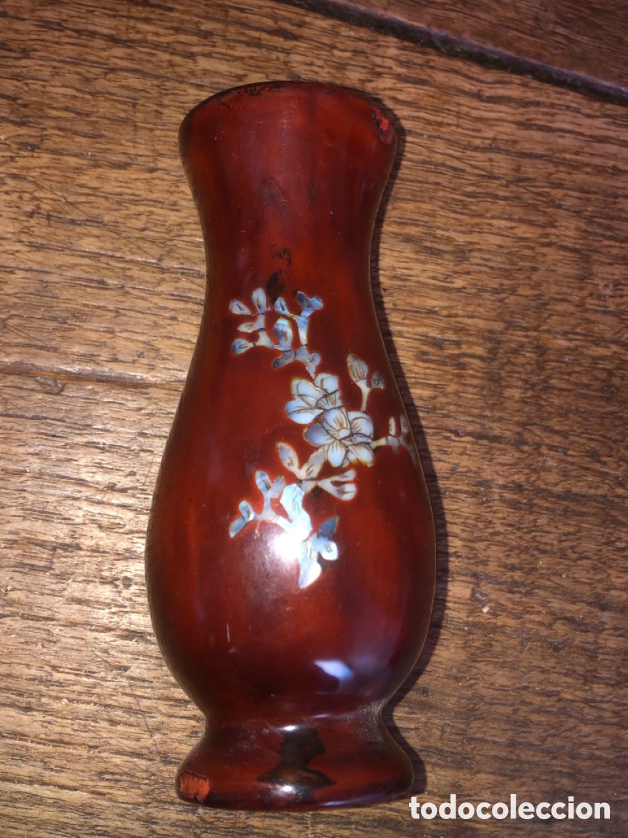 Antig&uuml;edades: Jarron vintage madera /n&aacute;car