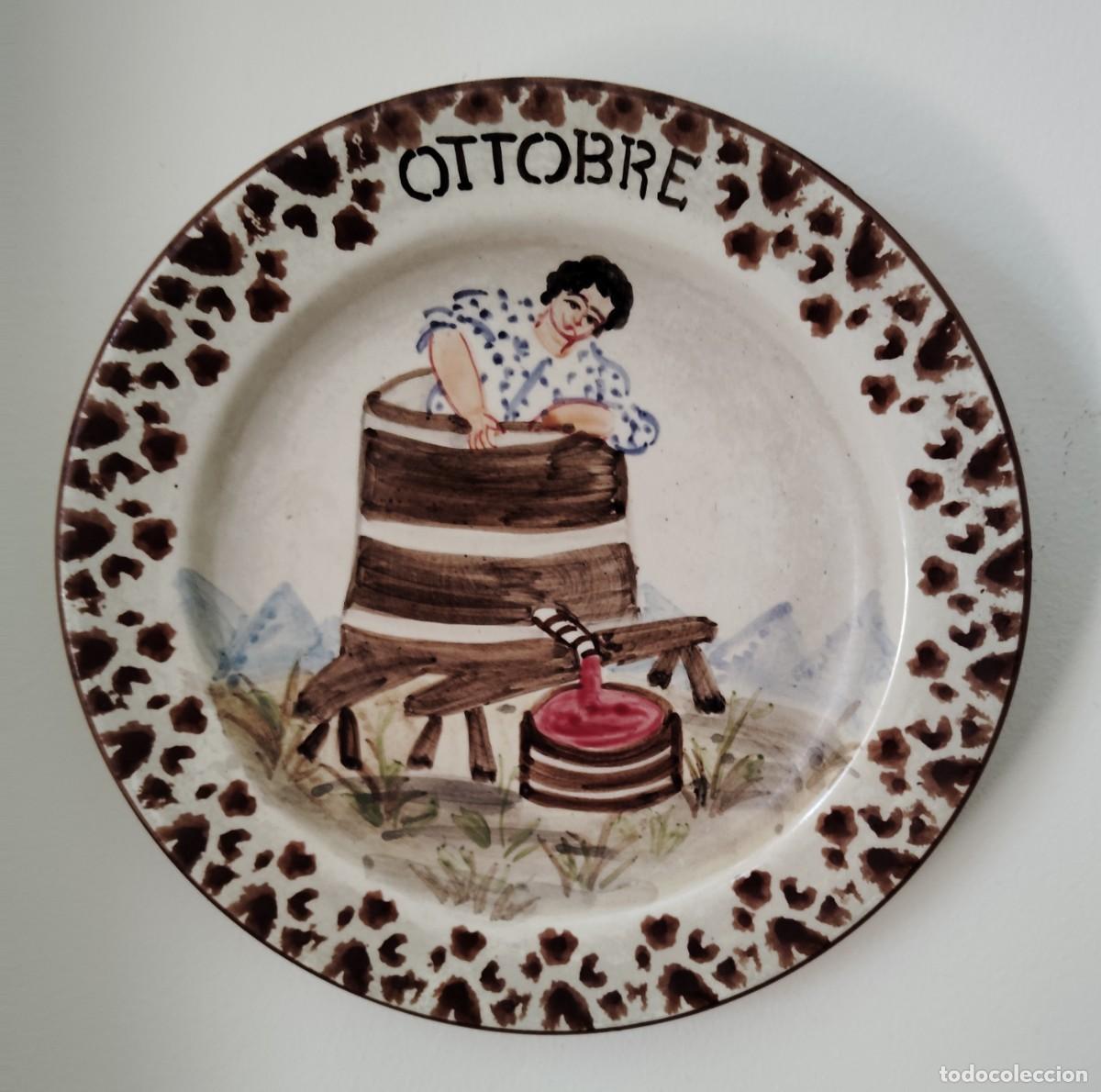 Antig&uuml;edades: PLATO ITALIANO PINTADO.. - VICENTINI DEL GIGLIO - VENDIMIA OCTUBRE. .ENVIO CERTIFICADO INCLUIDO