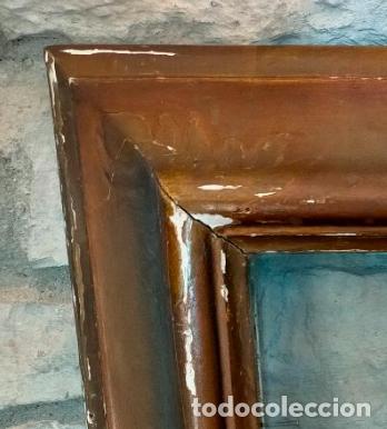 Antig&uuml;edades: Antiguo marco moldura de madera y pan de oro con cristal S.XIX