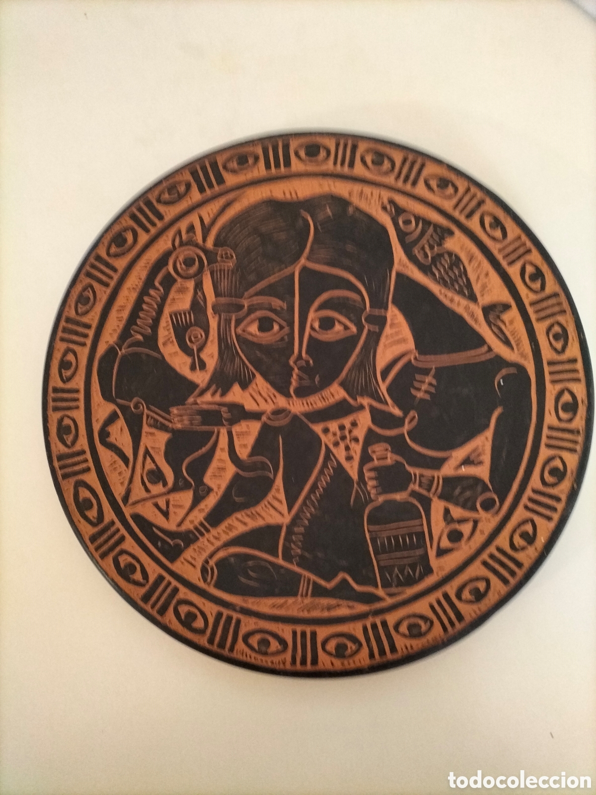 Antig&uuml;edades: PLATO REALIZADO EN CERAMICA - DECORADO CON LA TECNICA DE ESGRAFIADO - ESTILO P. MERCEDES