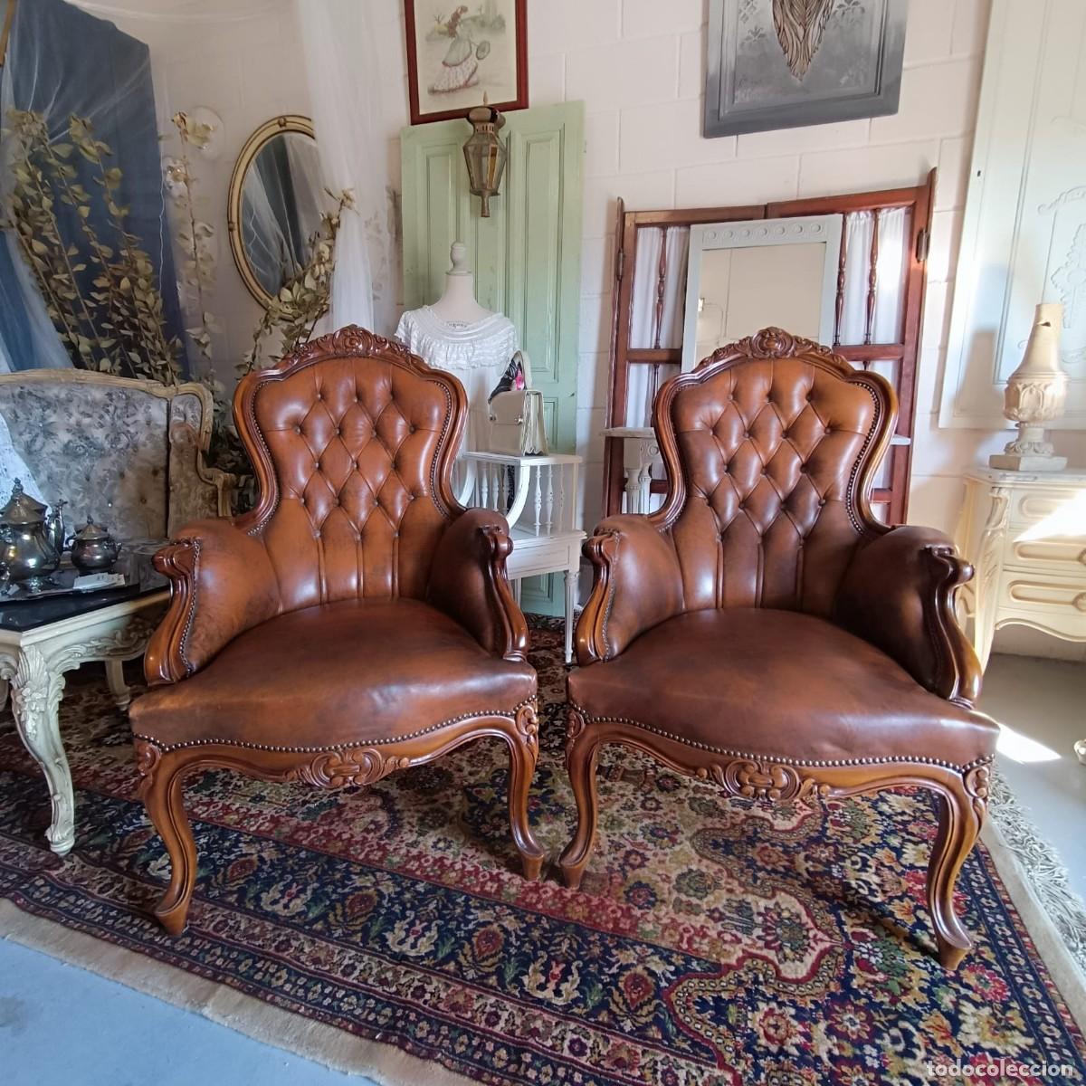Antig&uuml;edades: Sillones de piel Luis XV. - Foto 1
