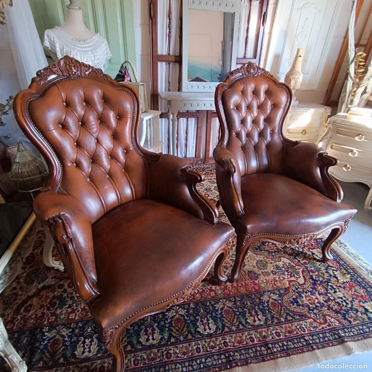 Antig&uuml;edades: Sillones de piel Luis XV. - Foto 2