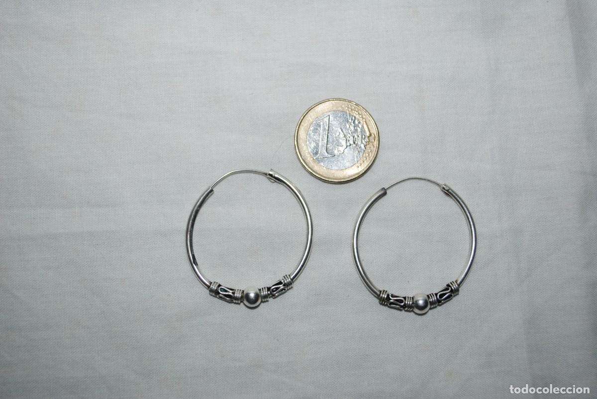 Antig&uuml;edades: PENDIENTES DE PLATA EN FORMA DE ARGOLLAS - Foto 1