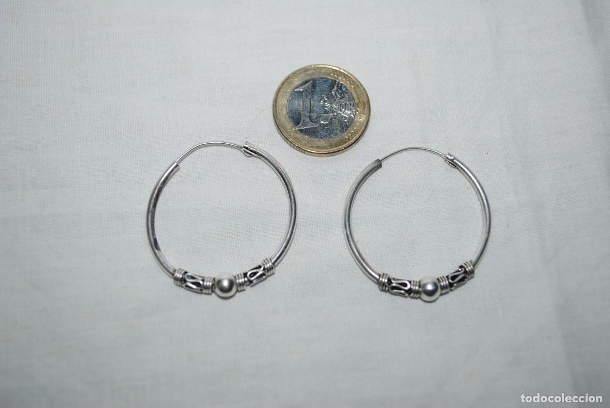 Antig&uuml;edades: PENDIENTES DE PLATA EN FORMA DE ARGOLLAS - Foto 2