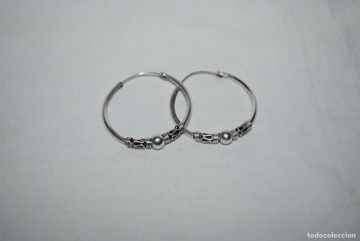 Antig&uuml;edades: PENDIENTES DE PLATA EN FORMA DE ARGOLLAS - Foto 3