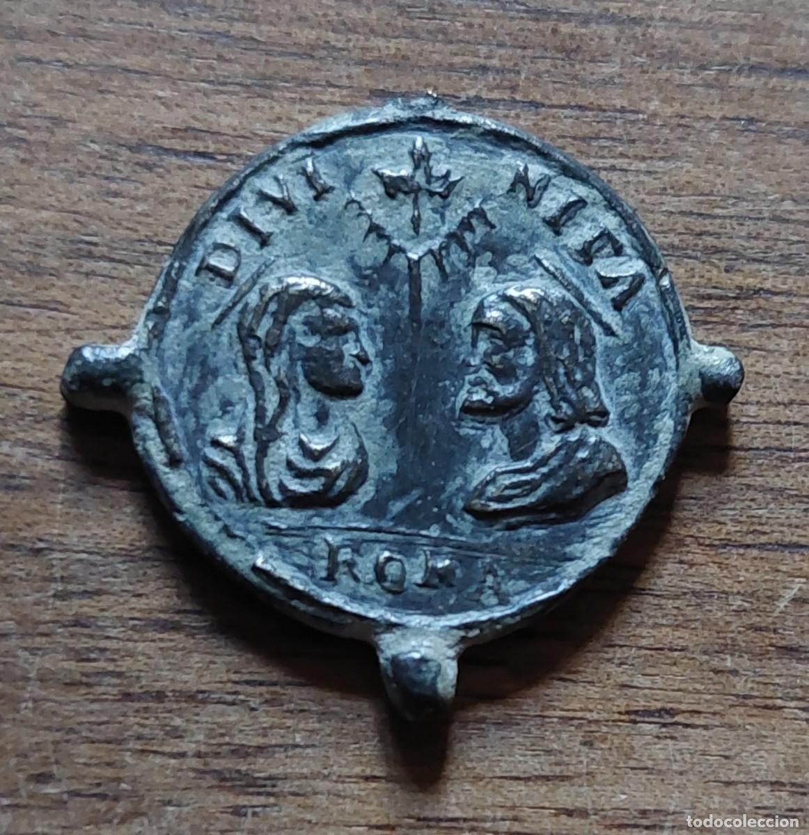 Antig&uuml;edades: Antigua medalla Divinidad Mar&iacute;a y Jesus