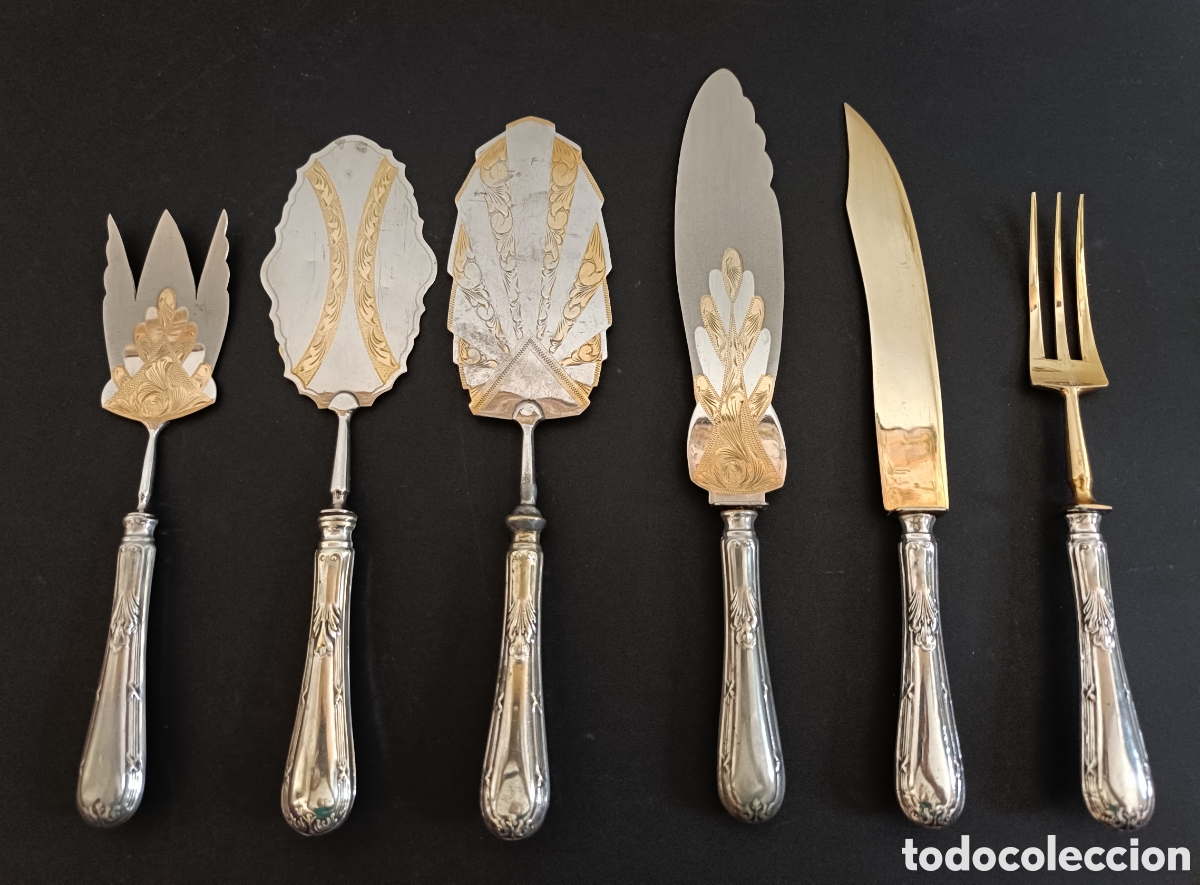 Antig&uuml;edades: Lote 6 Piezas Servicio Vintage Ba&ntilde;o y grabados