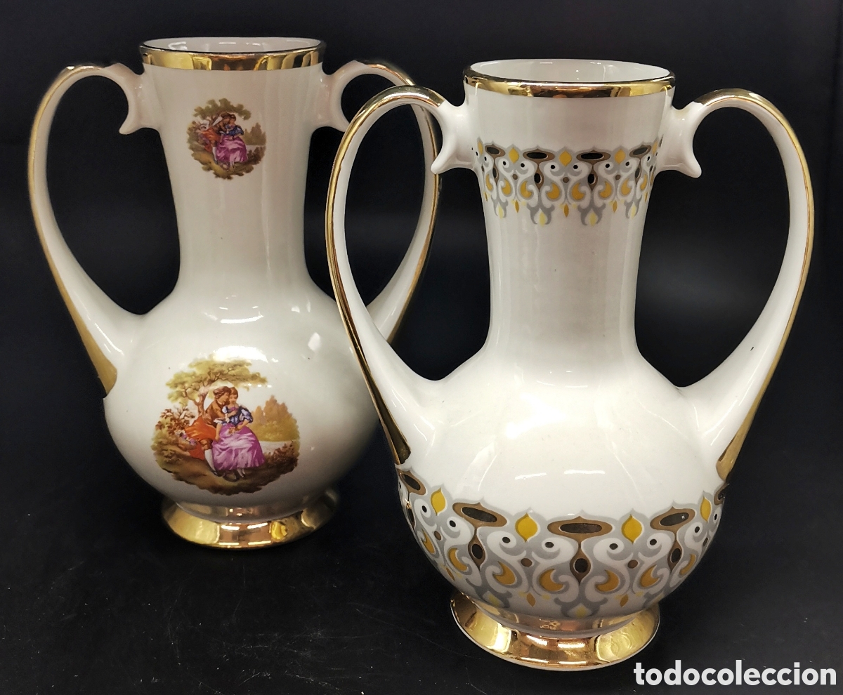 Antiquit&eacute;s: BONITA PAREJA DE JARRONES DE PORCELANA SAMBO