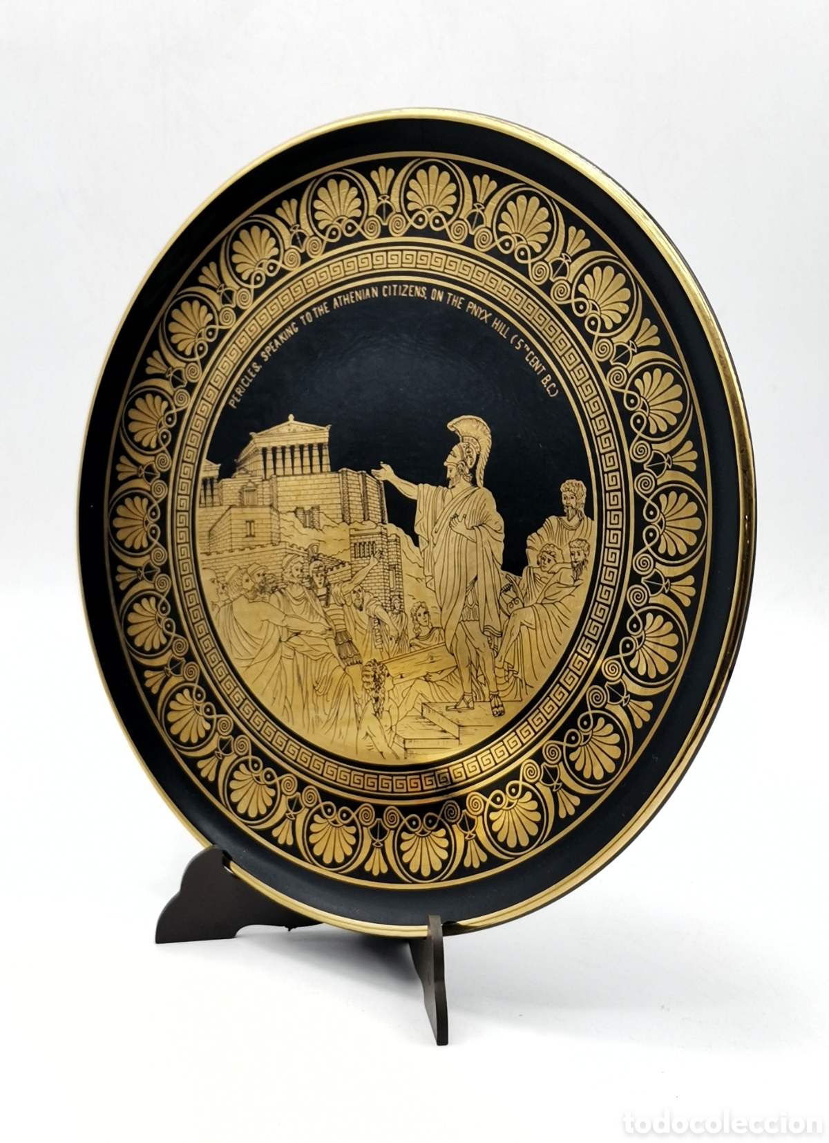 Antiquit&auml;ten: PLATO DECORATIVO GRECIA REALIZADO CON BA&Ntilde;O ORO 24K