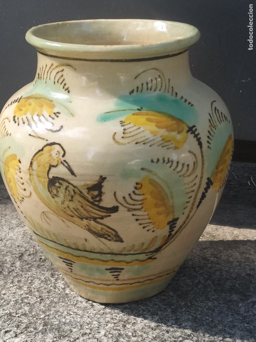 Antiguidades: Antigua orza Puente Arzobispo (Toledo) Serie pajarita con ramos