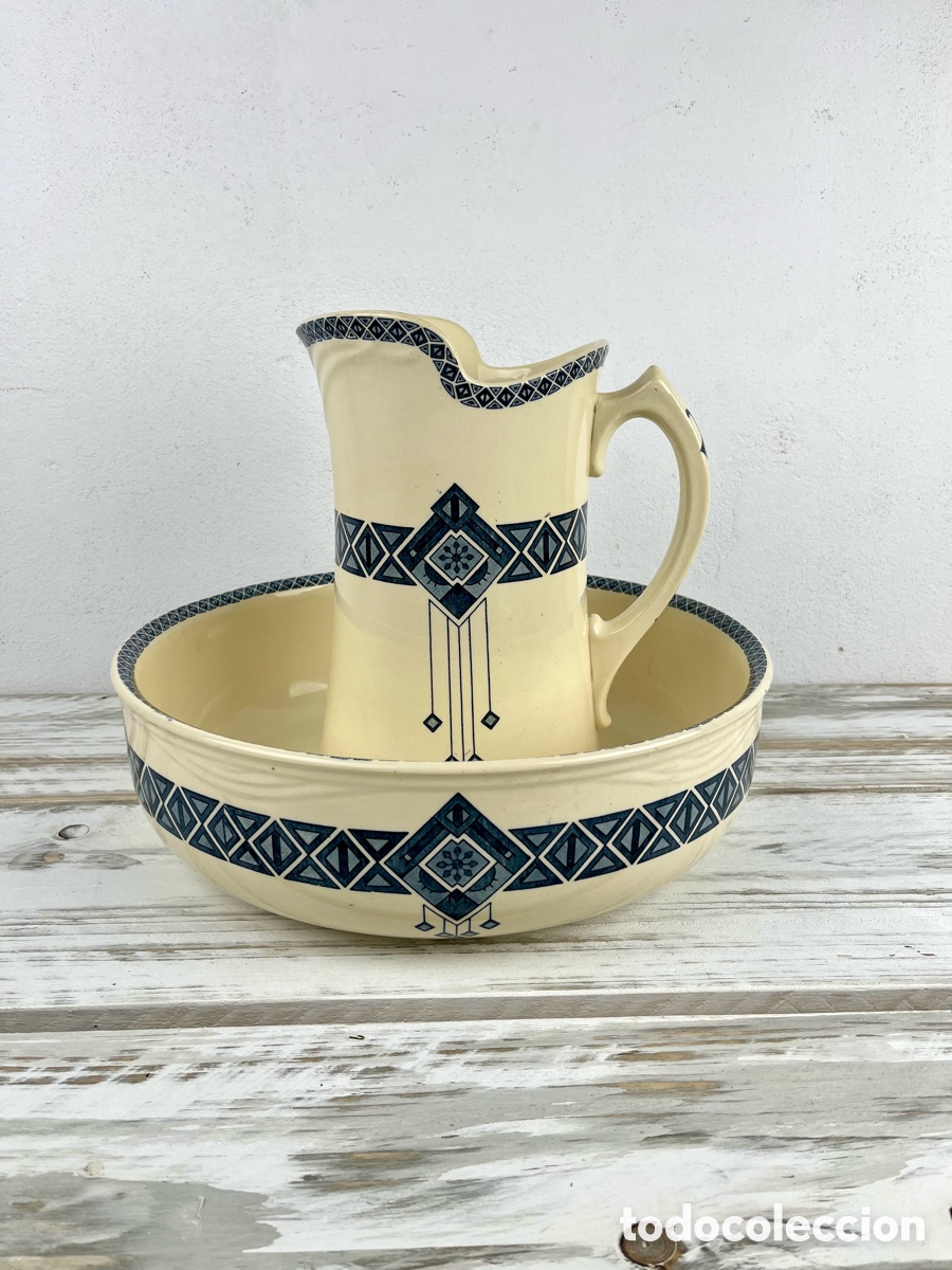Antig&uuml;edades: JUEGO DE LAVABO ART DECO PORCELANA -TURENNE- ST.AMAND & HAMAGE A&Ntilde;OS 30
