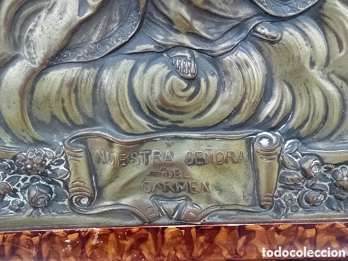 Antig&uuml;edades: CUADRO REPUJADO ALPACA NUESTRA SE&Ntilde;ORA DEL CARMEN - Foto 6
