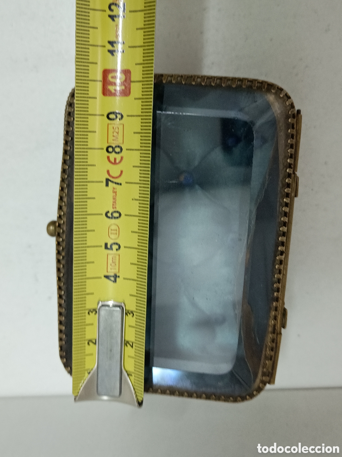 Antig&uuml;edades: JOYERO DE LAT&Oacute;N CON CRISTAL BISELADO FINALES S.XIX - Foto 9