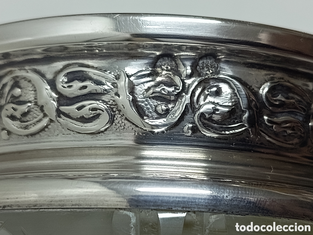 Antig&uuml;edades: JARRA DE CRISTAL TALLADO CON BASE DE PLATA DE LEY - Foto 7